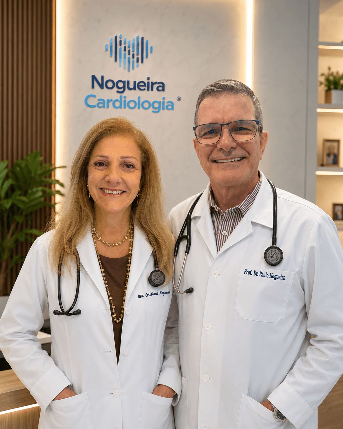Dr. Paulo Roberto Nogueira e Dra. Cristiani Nogueira na clínica Nogueira Cardiologia